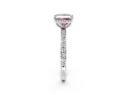 Hidden Halo Engagement Ring Setting for Fancy Pink Princess Cut Center with Pave Band and Prong Head in Sterling Silver