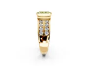 Bezel Engagement Ring Setting for Fancy Yellow Radiant Cut Center with Wide Channel-Set Band and Bezel Head in Yellow Gold