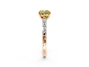 Baguette Engagement Ring Setting for Fancy Yellow Cushion Cut Center with Alternating Bar-Set Band and Prong Head in Rose Gold