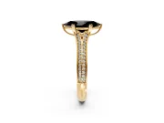 Solitaire Engagement Ring Setting for Fancy Black Marquise Center with Pave Rail Split Shank and Prong Head in Yellow Gold