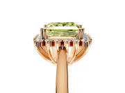 Starburst Halo Engagement Ring Setting for Fancy Yellow Princess Cut Center with Thin Round-Wire Band and Prong Head in Rose Gold