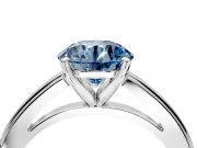 Solitaire Engagement Ring Setting for Fancy Blue Round Cut Center with Flat-Sided Plain Band and Prong Head in Sterling Silver