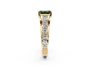 Solitaire Engagement Ring Setting for Fancy Green Emerald Cut Center with Graduated Shared Prongs and Prong Head in Yellow Gold