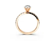 Open Basket Engagement Ring Setting for Marquise Center with Pave Band and Prong Head in Rose Gold