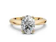 Solitaire Engagement Ring Setting for Oval Center with Reverse Tapered Band and Prong Head in Yellow Gold