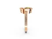 Halo Engagement Ring Setting for Fancy Yellow Oval Center with Milgrain Halo, Pave Band and Prong Head in Rose Gold
