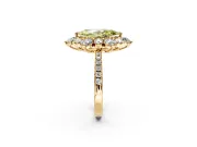 Floral Halo Engagement Ring Setting for Fancy Yellow Marquise Center with Pave Accents and Prong Head in Yellow Gold