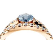 Solitaire Engagement Ring Setting for Fancy Blue Pear-Shaped Center with Wide-Open Split Shank and Prong Head in Rose Gold