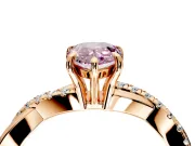Crossover Engagement Ring Setting for Fancy Pink Pear-Shaped Center with Pave and Plain Strands and Prong Head in Rose Gold