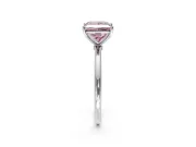 Solitaire Engagement Ring Setting for Fancy Pink Princess Cut Center with Straight Thin Band and Prong Head in Sterling Silver