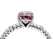 Rope Engagement Ring Setting for Fancy Pink Emerald Cut Center with Accent Shoulders and Prong Head in Platinum