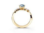 Solitaire Engagement Ring Setting for Fancy Blue Pear-Shaped Center with Marquise Accent Twist Band and Prong Head in Yellow Gold