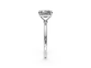 Solitaire Engagement Ring Setting for Asscher Cut Center with Straight Thin Band and Prong Head in White Gold