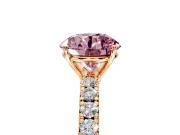 Solitaire Engagement Ring Setting for Fancy Pink Round Cut Center with Large Accent Band and Prong Head in Rose Gold