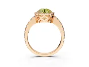 Accent Halo Engagement Ring Setting for Fancy Yellow Round Cut Center with Full-Length Pave Band and Prong Head in Rose Gold