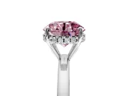 Solitaire Engagement Ring Setting for Fancy Pink Round Cut Center with Fine Wire Band and Prong Head in Platinum