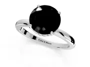 Solitaire Engagement Ring Setting for Fancy Black Round Cut Center with Fine Wire Band and Prong Head in Platinum