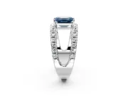 Solitaire Engagement Ring Setting for Fancy Blue Emerald Cut Center with Wide-Open Split Shank and Prong Head in Platinum