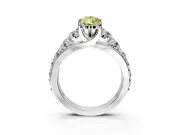 Solitaire Engagement Ring Setting for Fancy Yellow Pear-Shaped Center with Graduated Shared Prongs and Prong Head in Platinum