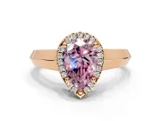 Halo Engagement Ring Setting for Fancy Pink Pear-Shaped Center with Knife Ridge Cathedral Band and Prong Head in Rose Gold
