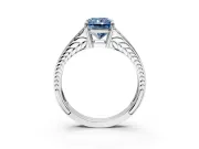 Split Shank Engagement Ring Setting for Fancy Blue Radiant Cut Center with Pave Split Shank and Prong Head in White Gold