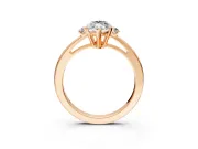 3 Stone Engagement Ring Setting for Marquise Center with Low-Set Round Cut Accents and Prong Head in Rose Gold