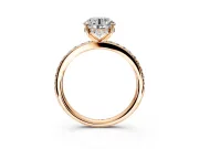 Solitaire Engagement Ring Setting for Round Cut Center with Fine Pave Band and Prong Head in Rose Gold