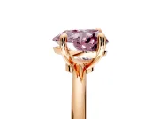 Minimalist Solitaire Engagement Ring Setting for Fancy Pink Heart-Shaped Center with Thin Band and Prong Head in Rose Gold
