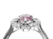 Milgrain Halo Engagement Ring Setting for Fancy Pink Marquise Center with Bezel Point Accents and Prong Head in Sterling Silver