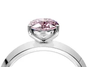 Solitaire Engagement Ring Setting for Fancy Pink Oval Center with Wide Knife Ridge Band and Prong Head in Platinum