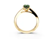 Solitaire Engagement Ring Setting for Fancy Green Emerald Cut Center with Princess Cut Channel Band and Prong Head in Yellow Gold