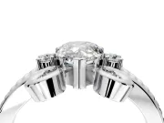Solitaire Engagement Ring Setting for Pear-Shaped Center with Twisted Band and Scroll Prong Head in White Gold
