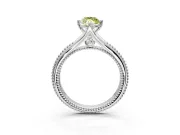 Solitaire Engagement Ring Setting for Fancy Yellow Marquise Center with Milgrain Cathedral Band and Prong Head in Sterling Silver