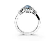 Floral Engagement Ring Setting for Fancy Blue Pear-Shaped Center with Marquise Cluster Shoulders and Prong Head in Sterling Silver
