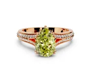 Solitaire Engagement Ring Setting for Fancy Yellow Pear-Shaped Center with Pave Rail Split Shank and Prong Head in Rose Gold