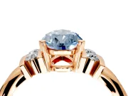 Solitaire Engagement Ring Setting for Fancy Blue Pear-Shaped Center with Grooved Bar Accent Band and Prong Head in Rose Gold