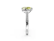 Floral Engagement Ring Setting for Fancy Yellow Pear-Shaped Center with Four Accent Clusters and Prong Head in White Gold