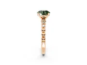 Solitaire Engagement Ring Setting for Fancy Green Round Cut Center with Bezel-Dot Beaded Band and Prong Head in Rose Gold