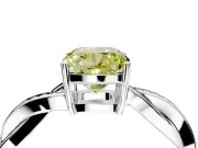 Solitaire Engagement Ring Setting for Fancy Yellow Cushion Cut Center with Twisted Pave Band and Prong Head in White Gold