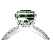 Solitaire Engagement Ring Setting for Fancy Green Princess Cut Center with Raised Channel Band and Prong Head in Platinum