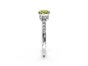 Paired Accent Engagement Ring Setting for Fancy Yellow Cushion Cut Center with Pave Band and Prong Head in Sterling Silver
