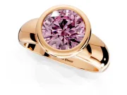 Solitaire Engagement Ring Setting for Fancy Pink Round Cut Center with Wide Band and Bezel Head in Rose Gold