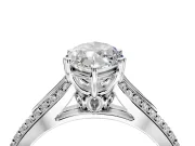 Solitaire Engagement Ring Setting for Marquise Center with Pave Rail Split Shank and Prong Head in Sterling Silver