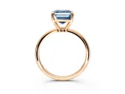 Minimalist Solitaire Engagement Ring Setting for Fancy Blue Asscher Cut Center with Thin Band and Prong Head in Rose Gold