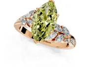 Solitaire Engagement Ring Setting for Fancy Yellow Marquise Center with Marquise Accent Twist Band and Prong Head in Rose Gold