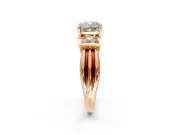 Solitaire Engagement Ring Setting for Cushion Cut Center with Grooved Bar Accent Band and Prong Head in Rose Gold