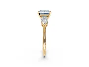 3 Stone Engagement Ring Setting for Fancy Blue Princess Cut Center with Large Pear-Shaped Accents and Prong Head in Yellow Gold