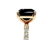 Solitaire Engagement Ring Setting for Fancy Black Asscher Cut Center with Pave Accents and Prong Head in Yellow Gold