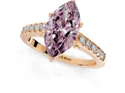 Solitaire Engagement Ring Setting for Fancy Pink Marquise Center with Crossover Accents and Prong Head in Rose Gold