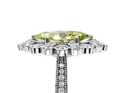 Milgrain Halo Engagement Ring Setting for Fancy Yellow Marquise Center with Bezel Point Accents and Prong Head in Platinum